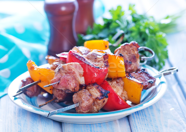 Frit kebab légumes plaque viande salade [[stock_photo]] © tycoon