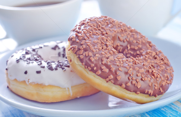 Donuts Essen Holz Obst blau Brot Stock foto © tycoon