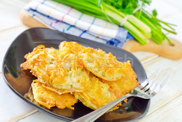 Stockfoto: Pannenkoeken · aardappel · cake · diner · plaat · vet