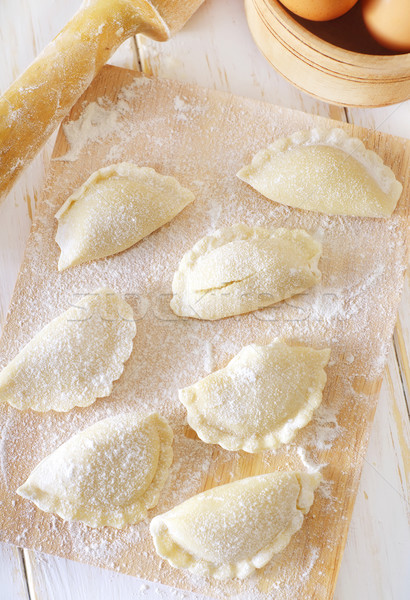 close-up of raw vareniks, traditional ukrainian food Stock photo © tycoon