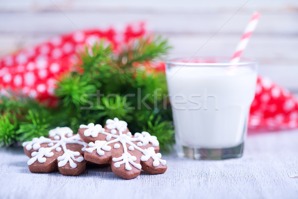 Sütik tej asztal üveg kenyér karácsony Stock fotó © tycoon