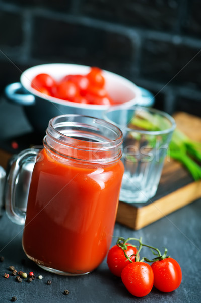 Domates suyu cam banka tablo gıda içmek Stok fotoğraf © tycoon