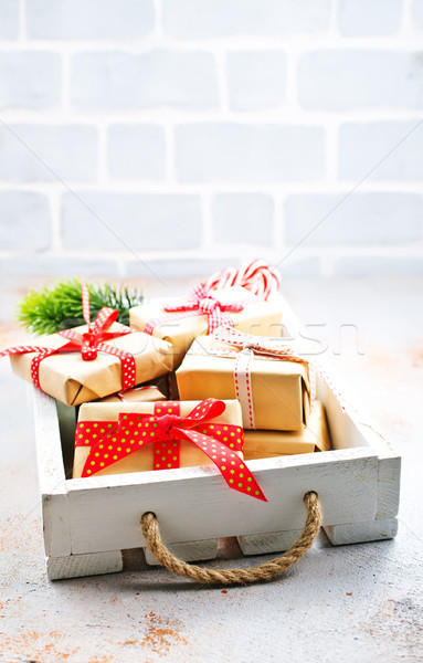 Imagine de stoc: Crăciun · cutie · prezenta · tabel · textură · fundal