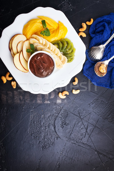 Pustyni świeże Sałatka owoce czekolady sos Zdjęcia stock © tycoon