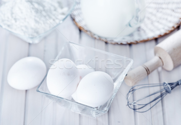 Ingrediënten witte tabel hout cake drinken Stockfoto © tycoon