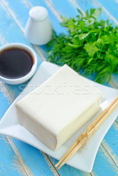 Tofu ser niebieski tablicy czarny asian Zdjęcia stock © tycoon