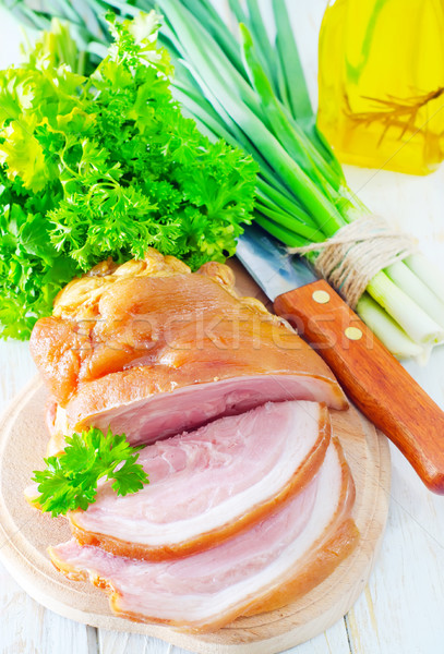Geräuchert Essen Fleisch Fett Bord Marmor Stock foto © tycoon