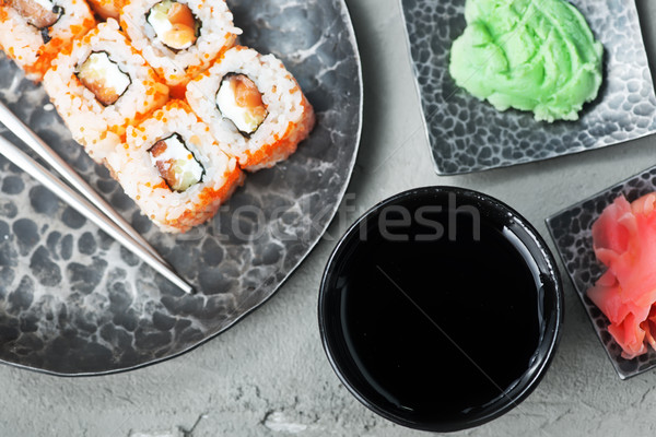 Foto d'archivio: Sushi · fresche · pesce · bordo · alimentare · rosso