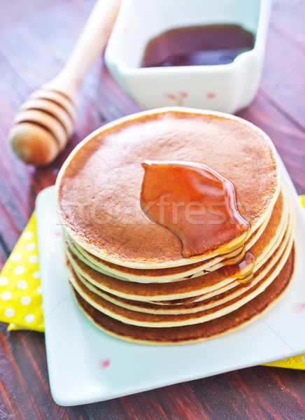 Zoete pannenkoeken honing plaat voedsel diner Stockfoto © tycoon