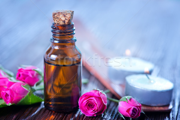 Stock fotó: Rózsa · olaj · üveg · asztal · üveg · egészség