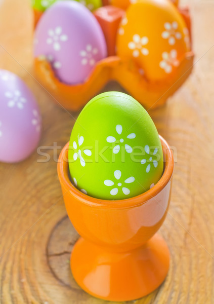 œufs de Pâques printemps chocolat fond table vert [[stock_photo]] © tycoon