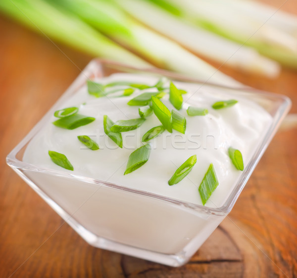 Sauer Zwiebel Küche grünen Milch Sahne Stock foto © tycoon