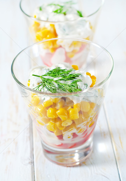 Fresche insalata pesce vetro cena rosso Foto d'archivio © tycoon