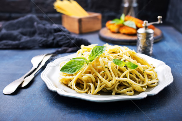 Stock photo: spaghetty with pesto