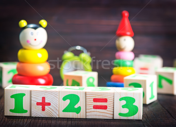 Игрушки для маленьких детей цвета таблице ребенка здании древесины Сток-фото © tycoon