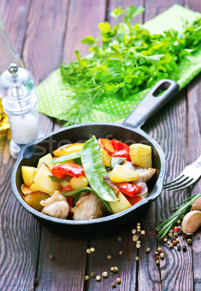 fried meat with vegetables Stock photo © tycoon