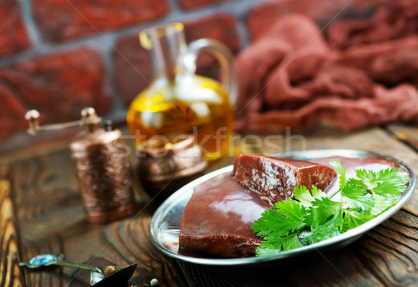 Surowy wątroba tablicy tabeli żywności czerwony Zdjęcia stock © tycoon