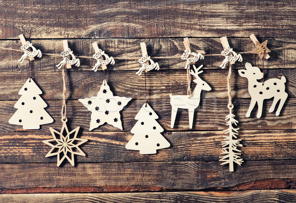 Natale decorazione tavolo in legno carta albero sfondo Foto d'archivio © tycoon