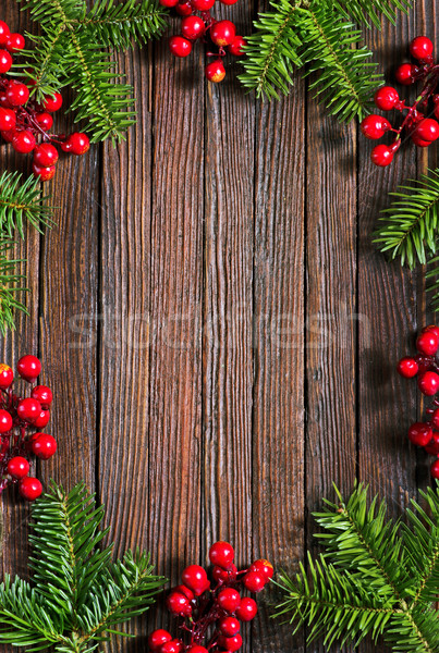 Noël décoration table en bois arbre alimentaire fond [[stock_photo]] © tycoon