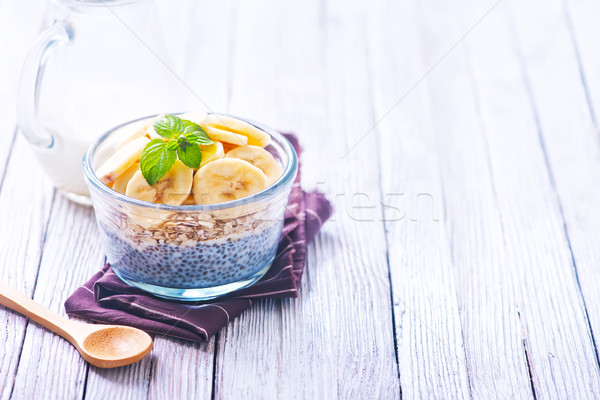 Pudín tazón mesa alimentos vidrio fondo Foto stock © tycoon