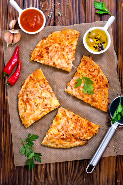 Pizza friss aroma fűszer sajt étel Stock fotó © tycoon