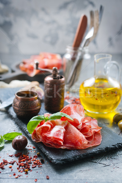 Stok fotoğraf: Füme · jambon · biber · yemek · tuz