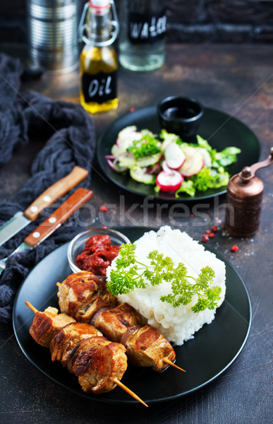 Kebab bouilli riz plaque stock photo [[stock_photo]] © tycoon