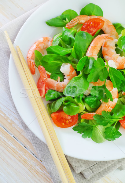 shrimps with salad Stock photo © tycoon