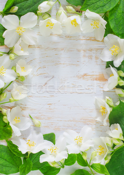 Lentebloemen frame witte bloem voorjaar blad Stockfoto © tycoon