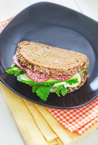 三明治 健康 綠色 麵包 紅色 早餐 商業照片 © tycoon