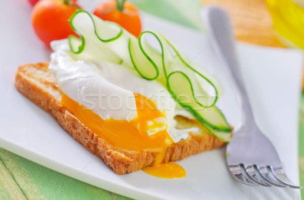 toast with poached eggs Stock photo © tycoon