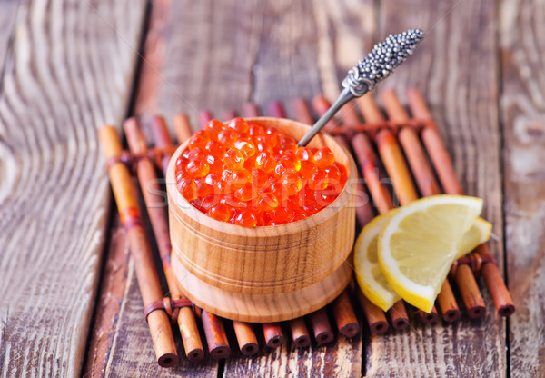 Salmão caviar vermelho tigela tabela comida Foto stock © tycoon
