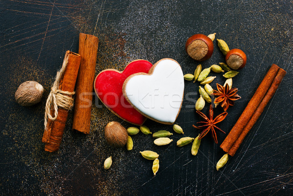 Christmas cookie żywności wina serca zimą Zdjęcia stock © tycoon