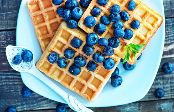 Stockfoto: Wafel · plaat · tabel · voedsel · koffie