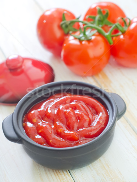 トマトソース フルーツ レストラン ディナー 赤 プレート ストックフォト © tycoon