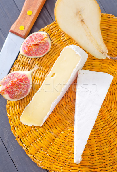 Foto stock: Camembert · alimentos · madera · fondo · leche · cuchillo