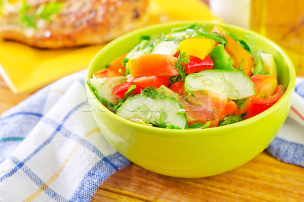 Zöldség saláta kéz orvosi vacsora tányér Stock fotó © tycoon