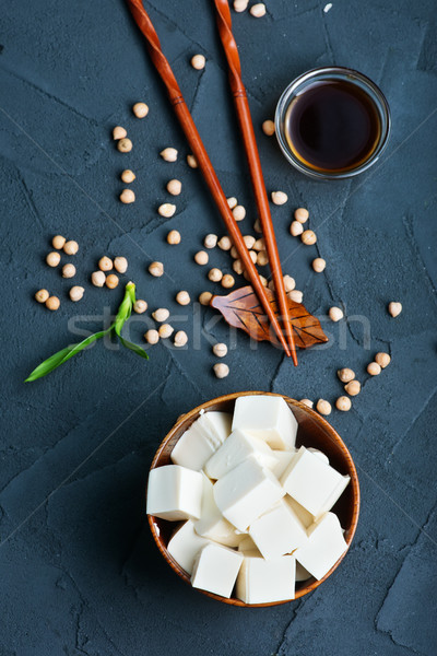 Tofu ser puchar tabeli niebieski tablicy Zdjęcia stock © tycoon