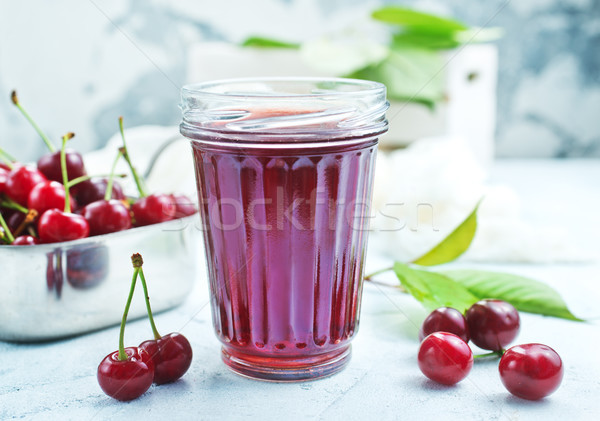 Foto stock: Cereza · jugo · vidrio · mesa · fondo · verano