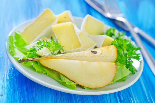 Camembert zielone ser biały pokładzie obiad Zdjęcia stock © tycoon