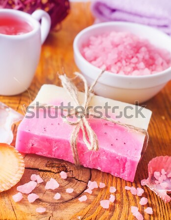 Zeezout zeep bloem lichaam schoonheid bar Stockfoto © tycoon