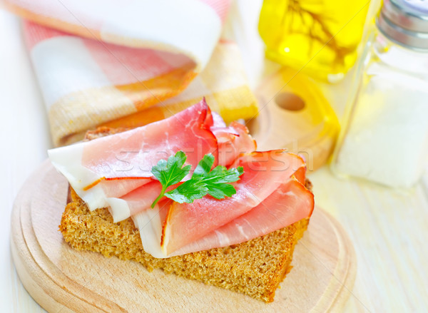 Sandwich şuncă carne rapid proaspăt masă Imagine de stoc © tycoon