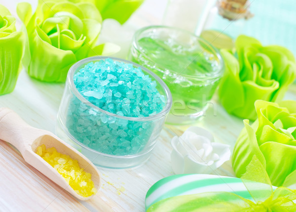海鹽 肥皂 身體 藍色 放鬆 油 商業照片 © tycoon
