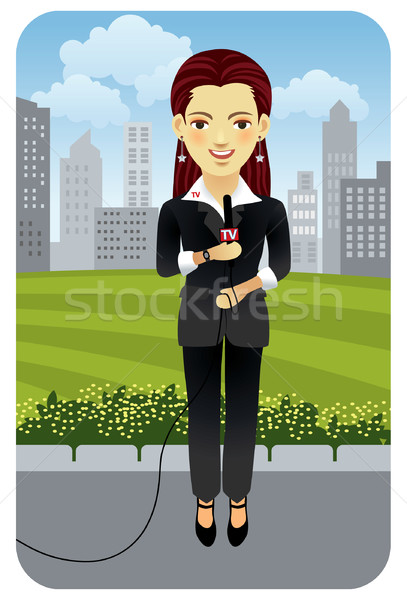 Tv repórter negócio mulher televisão feminino Foto stock © UltraPop