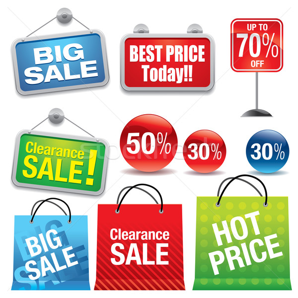 Bevásárlótáskák szett vásár címkék papír piac Stock fotó © UltraPop