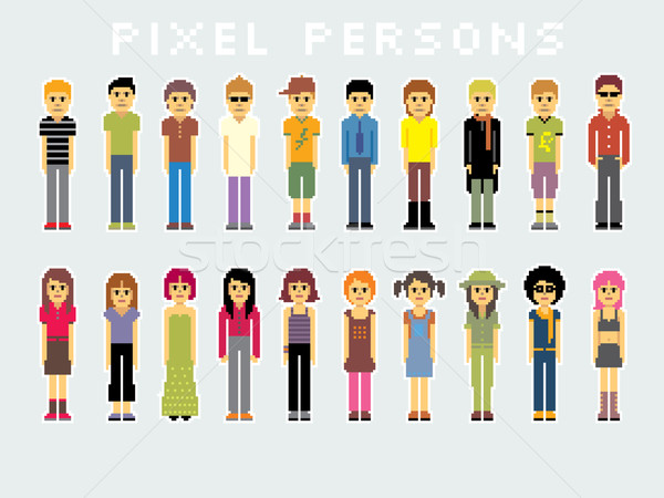 Pixel personnes beaucoup différent garçons [[stock_photo]] © UltraPop