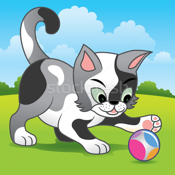 猫 演奏 漫画 ボール もっと 動物 ストックフォト © UltraPop