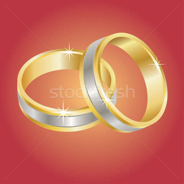 Jegygyűrűk arany ezüst esküvő szeretet ékszerek Stock fotó © UltraPop