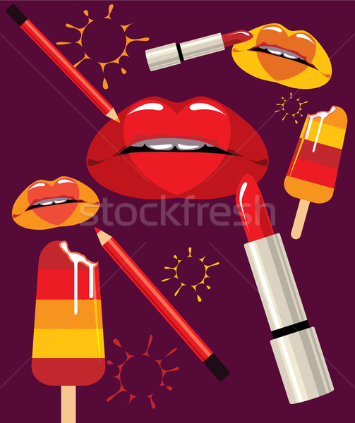 Fiammeggiante labbra pop art pittura più Foto d'archivio © UltraPop