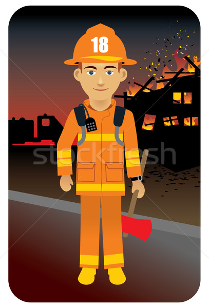 Feuerwehrmann Feuerwehrmann Rettung Bild Beruf Stock foto © UltraPop